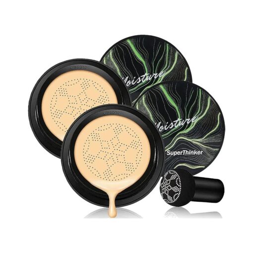 Mushroom Head Air Cushion CC Cream, BB Cream Face Makeup Foundation for Mature Skin Moisturizing Concealer Brighten Long-Lasting, Even Skin Tone for All Skin Types