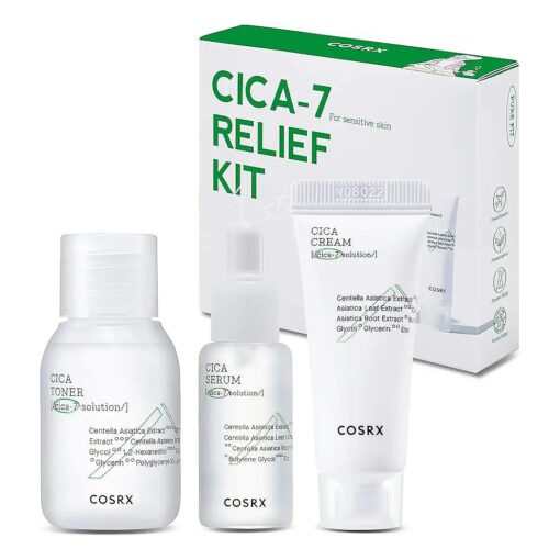 COSRX CICA Relief Kit | Toner, Serum, Cream with Centella Asiatica | Sensitive Skin, Soothing, Moisturizing | Travel Size Set, Gift Set, Korean Skincare, Not Tested on Animals, Paraben Free