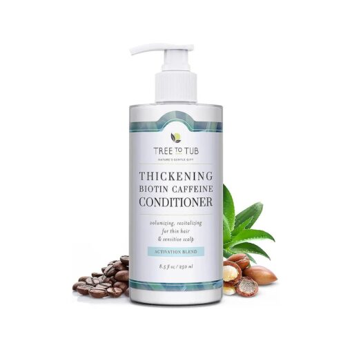 Tree to Tub Biotin Conditioner - Activating Caffeine for Fuller Hair, Thickening Conditioner for Women & Men for Dry Damaged Hair, Sulfate Free Conditioner w/Organic Argan Oil & Aloe