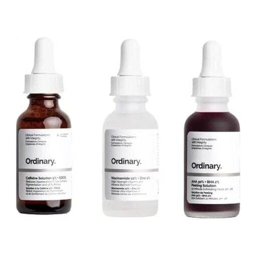 The New Ordinary Face Serum Set ! Caffeine Solution 5 % + AHA 30 % + BHA 2 % + B5 ! Niacinamide 10 % + Zinc 1 % ! Help Fight Visible Blemishes And Improve The Look Of Skin Texture & Radiance !