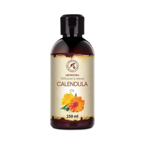 Calendula Oil 8.5 Fl Oz ( 250ml ) - Calendula Officinalis Flower Extract - Infused - Almond Oil Base - 100 % Pure & Natural - Marigold Oil - Benefits for Skin, Nails, Hair, Face, Body