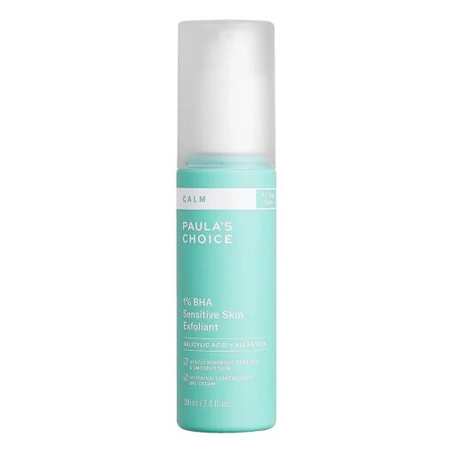 Paula 's Choice CALM 1 % Sensitive Skin BHA Exfoliant, Salicylic Acid Lotion for Large, Clogged Pores, Calms + Soothes Redness, Suitable for Rosacea-Prone & Eczema-Prone Skin, Fragrance-Free, 3.3 Fl Oz