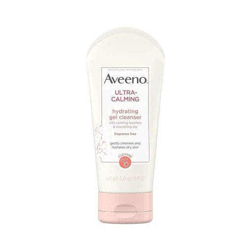 Aveeno Ultra-Calming Hydrating Gel Facial Cleanser with Calming Feverfew & Nourishing Oat, Hypoallergenic, Fragrance-Free & Non-Comedogenic, Unscented, 5 Ounce ( Pack of 1 )