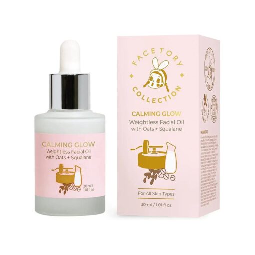 FACETORY Oats Calming Glow Weightless Facial Oil with Oats and Squalane - Calming, Redness Relief, Soothing, Moisturizing Facial Oil, 30ml/ 1.01 fl oz