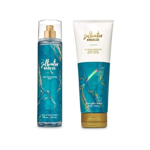 Bath and Body Works - Saltwater Breeze - Fine Fragrance Mist and Ultra Shea Body Cream - Full Size -2020