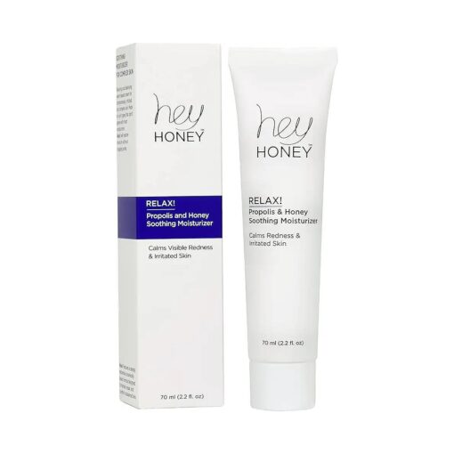 Hey Honey Skincare Relax, Fast Acting Rosacea Treatment & Redness Relief - Dermatologically Tested Calming Moisturizer For Sensitive Skin Oil- Free with Honey & Propolis Anti-Aging Benefits | 2.2 Oz