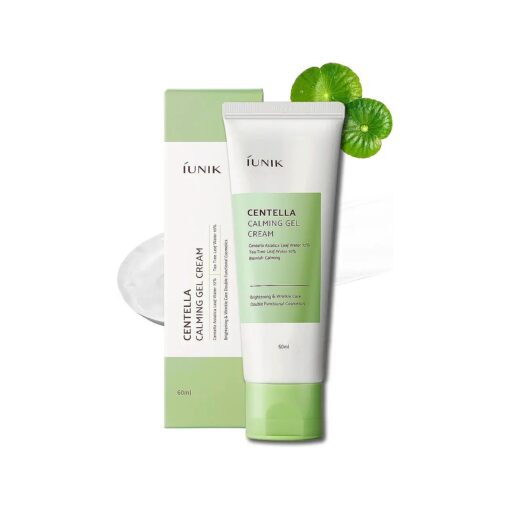 IUNIK Centella 70 % Calming Gel Cream Vegan Non-Sticky Moisturizing Blemish Care w/Centella Asiatica Tea Tree 10 % Soothes Acne Rosacea Oily & Sensitive Skin Korean Skincare