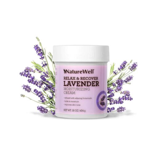 NATURE WELL Lavender Smooth & Soften Moisturizing Cream For Face, Body, & Hands, Infused With Natural Oils & Extracts, Restores Skin Moisture Barrier, 16 Oz .