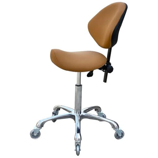 Adjustable Saddle Stool Chairs with Back Support Ergonomic for Medical Clinic Studio Salon Office and Home ( Camel )