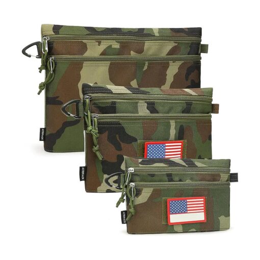 Tactical Carry On Zipper Pouch, Toiletry Bag Packing Sack Cosmetic Kit Makeup Digital Bag Tool for Men Women Kids, Travel, Office, School ( 3 PCS-Camo Green, Small+Medium+Large )