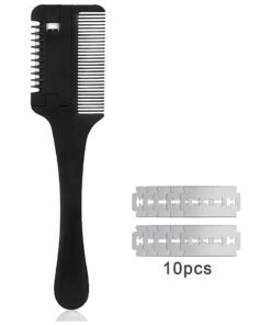 ETERCYCLE Hair Cutter Comb with Extra Razors - Perfect for Men, Women, and Kids - Trim, Thin, and Style with Ease - Sleek Black Design - Hair Cutting and Thinning Tool