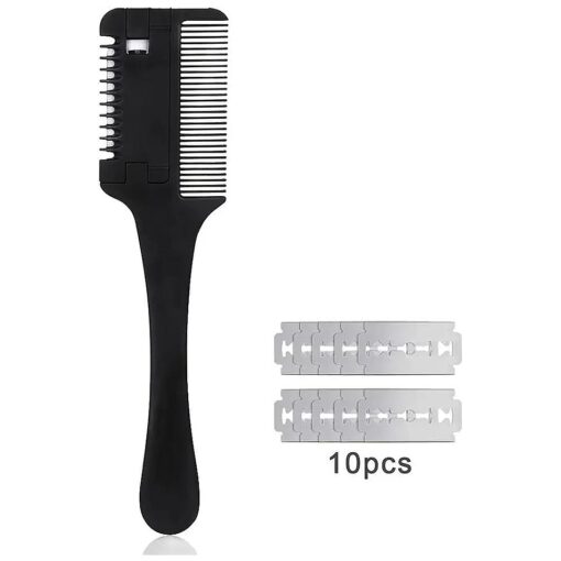 ETERCYCLE Hair Cutter Comb with Extra Razors - Perfect for Men, Women, and Kids - Trim, Thin, and Style with Ease - Sleek Black Design - Hair Cutting and Thinning Tool