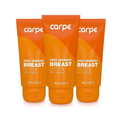 Carpe No-Sweat Breast ( Pack of 3 ) - Helps Keep Your Breasts and Skin Folds Dry - Sweat Absorbing Lotion - Helps Control Under Breast Sweat - Great For Chafing and Stain Prevention