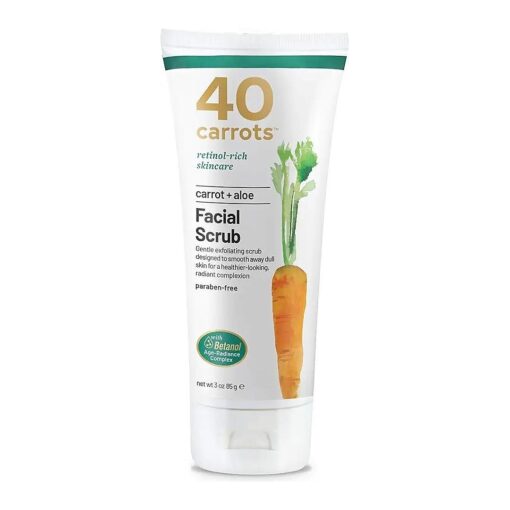 40 Carrots Carrot Aloe Facial Cleansing Facial Scrub - Helps Improve Skin Tone & Texture | Get Softer Radiant Looking Skin | Made in USA, Paraben & Cruelty Free ( 3oz )