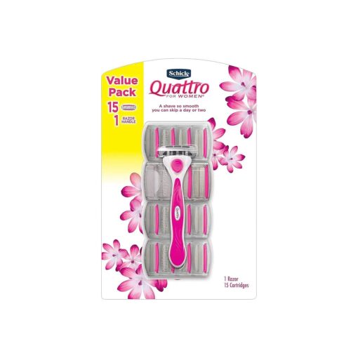 Schick Quattro for Women Razor, Enriched with Aloe and Vitamin E, 15 Cartridges