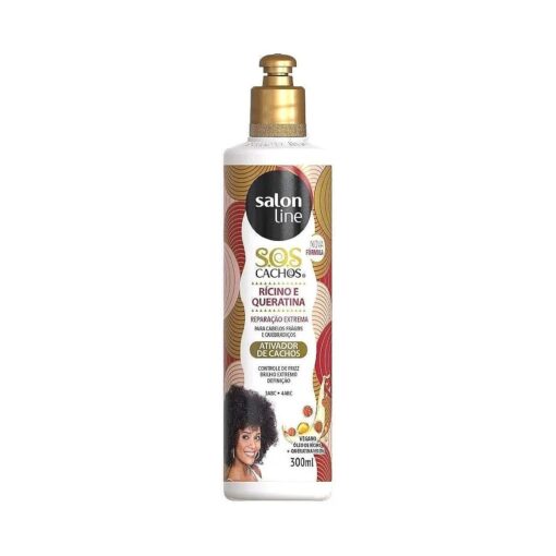 Salon Line - Linha SOS Cachos ( Oleo de Ricino e Queratina ) - Ativador de Cachos 300 Ml - ( SOS Curls ( Castor Oil and Keratin ) Collection - Curl Activator 10.14 Fl Oz )