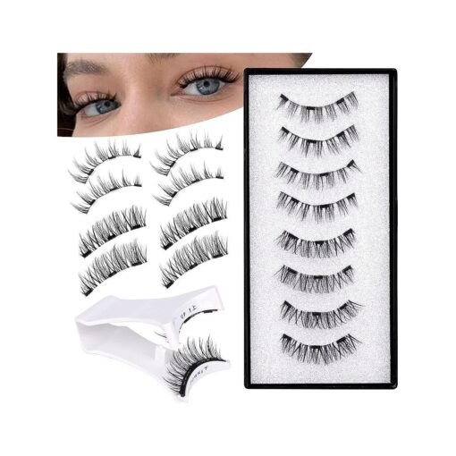 Magnetic Eyelashes Natural Look Cat Eye Wispy Magnetic Lashes with Applicator Reusable Magnetic Eyelashes No Glue Needed Magnetic Lashes 2 Styles Mix Clear Band Eyelashes All Day Comfort by JIMIRE