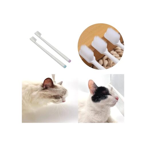 Emmeliestella Cat Head Brush, Cat acne Cleaner, Silicone bristles, not hurt the facial skin, Gently remove cat eye discharge & jaw black spots, Easy to handle & clean & remove hair, 2PCS