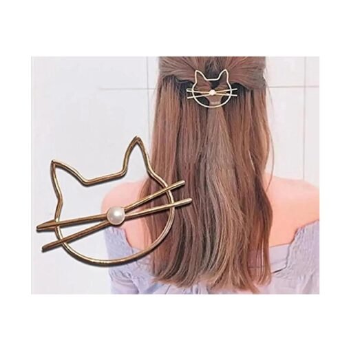 Cat Hair Clips Gold Fashion Hair Barrette Jewelry Cute Hairpins Accessories for Women and Girls ( Gold I )