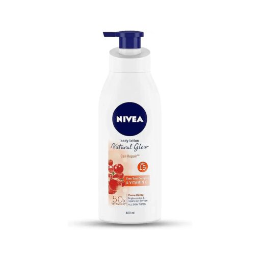 Nivea Natural Glow Cell Repair Body Lotion | With SPF 15 and 50X Vitamin C | 13.52 Fl Oz | Pack of 1