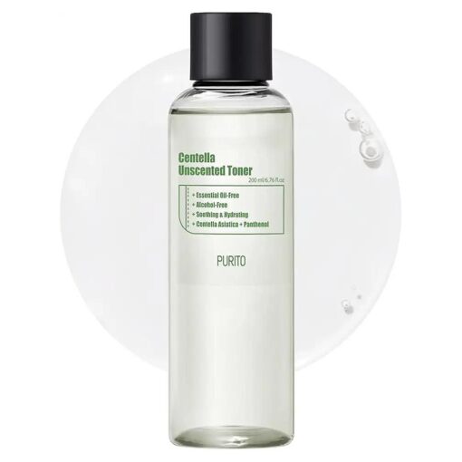 PURITO Centella Unscented Toner 6.76fl.oz/200ml, Witch Hazel-Free Alcohol-Free Facial Toner with 10 % Centella Extract, Hydrating face Toner, pH5.5 Toner