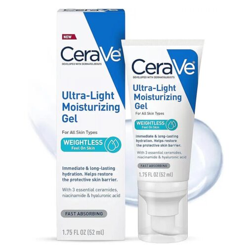 CeraVe Ultra-Light Moisturizing Gel | Hydrating Gel Face Moisturizer with Ceramides, Niacinamide, Hyaluronic Acid | Fragrance Free | Oil-Free | Weightless Mattifying Moisturizer | 1.75 FL Oz