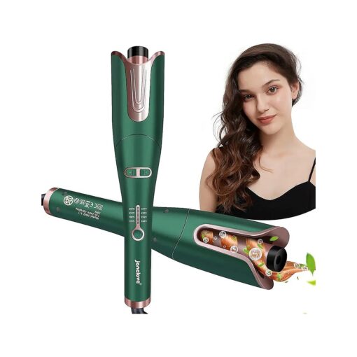 janelove Automatic Hair Curler, Auto Curling Iron Wand with 1 Inch Ceramic Barrel,4 Temps from 340to 450, Dual Voltage, Gift Box with Portable Storage Bag, Hair Curlers for Long Hair Styling ( Green )