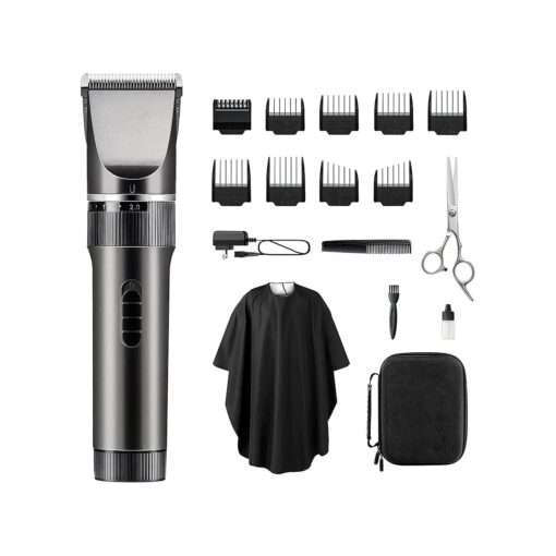 GDOR Hair Clippers for Men, 17-Piece Home Hair Cutting Kits, Quiet Rechargeable Cordless Hair Trimmers with Professional Scissors and Barber Cape