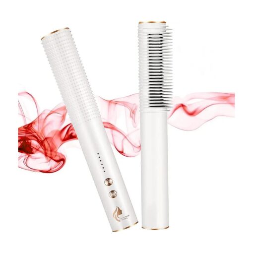 Hair Straightener Brush, 2-in-1 Straightening Brush with Anti-Scald, 20min Auto-Off, 5 Temp Settings Ceramic Straightening Brush, Fast Heating PTC Hot Brush Straightening Comb for Women Styling