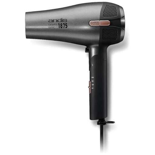 Andis 80280 Fold-n-go 1875 Watt Ceramic Ionic Dryer, Retractable Cord, Lightweight with Professional Blowout Results, Quick Drying Blow Dryer, Black/Silver