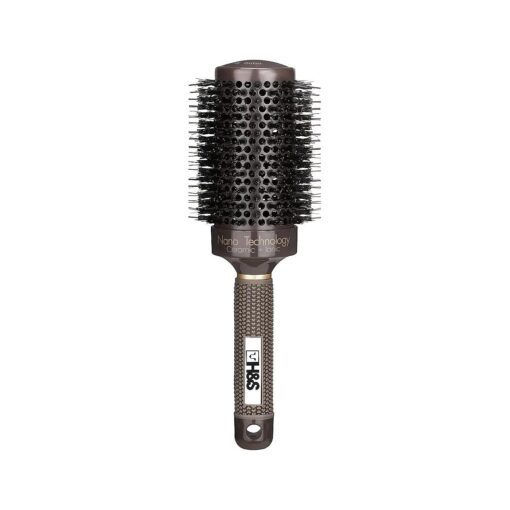 H & S Round Brush For Blow Drying - 2 Inch Thick - Large Ceramic Styling Boar Bristle Brush - Ionic & Nano Technology for Voluminous Hair