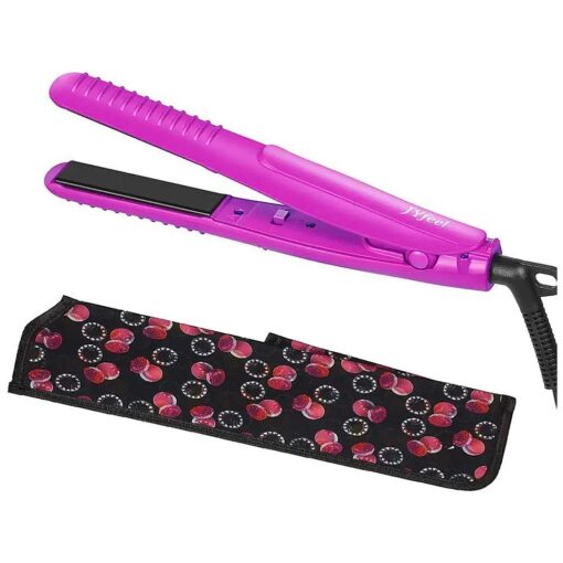 Mini Travel Flat Iron 2/3 inch, Dual Voltage Ceramic Tourmaline Small Hair Straightener, Instant Heat Up to 430, Mini Straightener for Short Hair with Travel Case