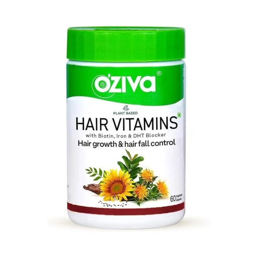 Plant Based Hair Vitamins | Hair Vitamins for Hair Growth & Better Hair Health ( with Omega-3, Biotin & Vitamin E for Hair ), Certified Clean & Vegan, 60 Capsules