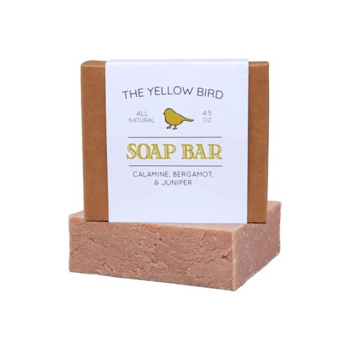 Yellow Bird Handmade Natural Calamine Bar Soap - Organic Cleanser For Bath, Face, and Body .