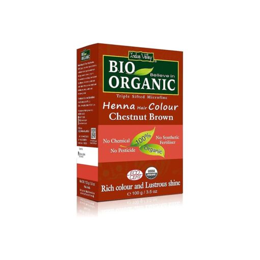 Indus Valley Bio Organic Natural Henna Hair Color For Grey Hairs -100gm ( Chestnut Brown )