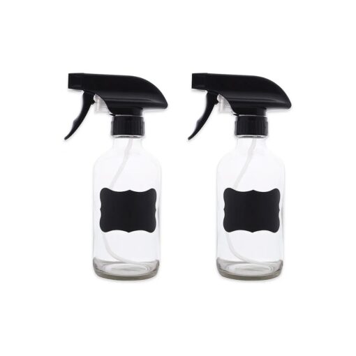 DII Chalkboard Label Refillable Glass Spray Bottle Set, 8 oz, Clear S/2