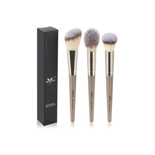 Contour and Highlighter Brush Set, Premium Blush Bronzer Face Makeup Brush Kit, Perfect for Cheek Nose Blending Contouring ( Champagne, Contour/Highlighter/Blush )