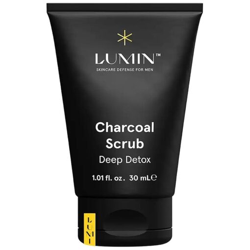 Lumin - Charcoal Scrub Deep Detox for Men - Face Cleanser for Men, Pre Shave Scrub, A charcoal face exfoliator that refreshes & rejuvenates the skin, Suitable for all skin types, 30ml, 1-Pack