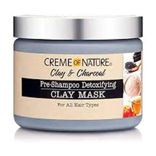 Creme of Nature Clay & Charcoal Pre-Shampoo Detoxifying Clay Mask For All Hair Types, 11.5 Fl Oz ( Pack of 1 )