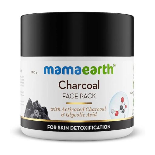 MAMAEARTH Activated Charcoal Face Pack with Glycolic Acid | Hydrating Mask for Skin Purification | Gently Exfoliates Dead Skin & Removes Dirt & Excess Oil | 3.53 Oz ( 100g )