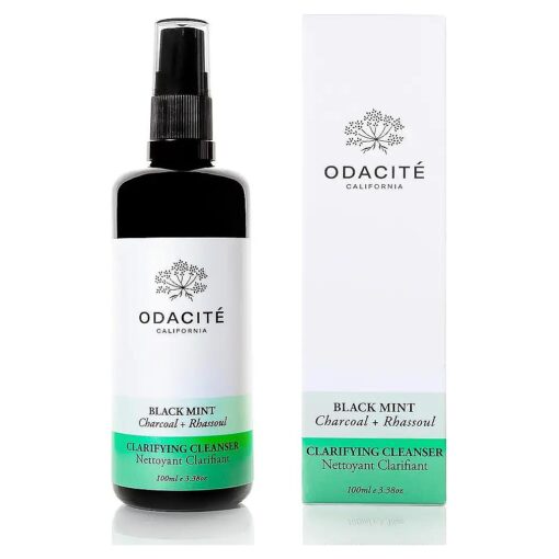 Odacite Facial Cleanser with Foam - Black Mint Activated Charcoal & Rhassoul Clay Glow Recipe - Facial Moisturizer with Deep Cleanse for Gentle Face Wash to Remove Dirt & Oil, 3.38 fl, oz .