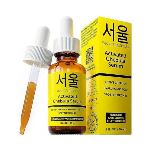 SeoulCeuticals Chebula Active Serum for Face - Korean Skin Care Anti Aging Natural K Beauty Skincare With Hyaluronic Acid + Spotted Orchid for Healthy, Youthful Glowing Skin 1oz