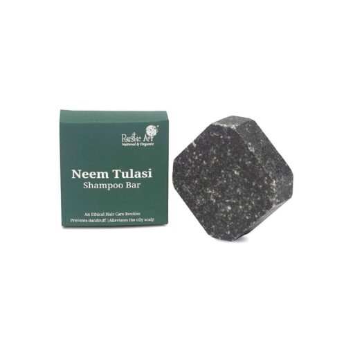 Organic Neem Tulsi Shampoo Bar | Deep Cleansing, Oily, Dandruff Prone Hair | Charcoal & Eucalyptus | Sulphate & Paraben Free, Natural & Organic | 2.65 Oz