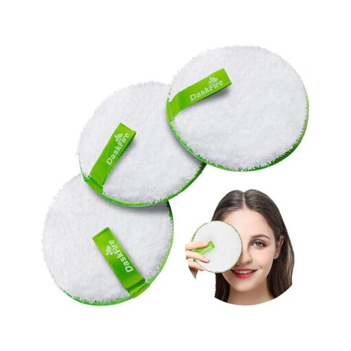 Reusable Makeup Remover Pads, Facial Make Up Removal Wipes, Washable Face Cleaning Cloths, Hypoallergenic for Mascara, Eye Shadow, Lipstick, Foundation -3 pcs, 4.5" Dia