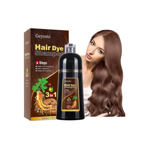 Chestnut Brown Hair Color Dye Shampoo for Gray Hair, 100 % Grey Coverage, 3 in 1- Herbal Ingredients Hair Dye Shampoo for Women & Men, Long Lasting Color Shampoo Hair Dye Colors in 10-15 Minutes, 500ml