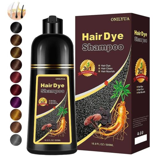 Instant Chestnut Brown Hair Dye Shampoo for Gray Hair 3 in 1, Natural Hair Color Shampoo for Women Men Brown Colors in 10-15 mins, 100 % Cover Long Lasting Hair Dye 16.9 Fl Oz ( Maroon/Chestnut brown )