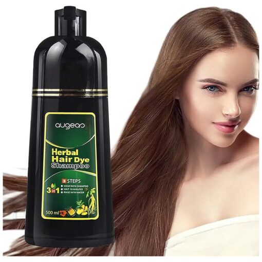 Chestnut Brown Augeas Hair Dye Shampoo Hair Color Shampoo for Hair Instant 3 in 1 for Women and Men, Herbal Ingredients 500ML