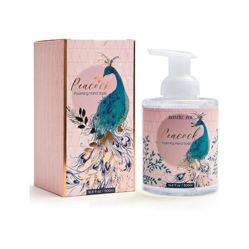 Christmas Foaming Hand Soap with Gift Box - Peacock, Infused with Blue Lotus Aroma - 500ml/ 16.8 fl, oz