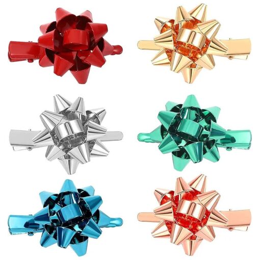 NVENF 6PCS Christmas Hair Clips for Women Christmas Accessories Xmas Bow Hair Clip Festive Holiday Hairpins Christmas Outfits Hair Accessory Party Gifts ( StyleA )