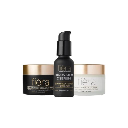 Fiera Cosmetics Essential Skincare Set - Citrus Stem Cell Serum, Apple Cream, Neck Firming Cream